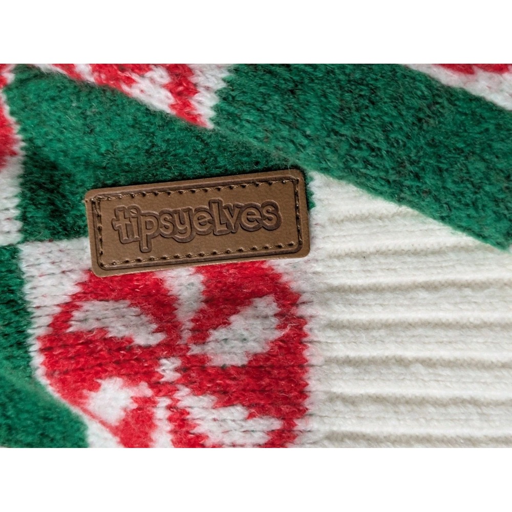 TipsyElves Peppermint Cropped Cardigan Sweater Large Buttons Ugly Christmas - Picture 4 of 8